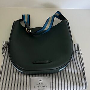Anya Hindmarch Nastro Saddlebag in dark green leather